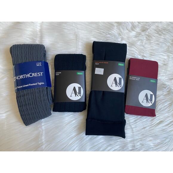 A&I and Northcrest Women's Tights Bundle (4) Gray Black and Red Sz M/L NWT